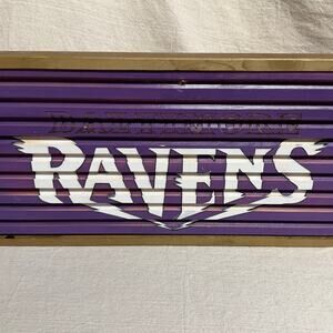 Baltimore Ravens Handmade Wooden Wall Sign Purple Slat Plaque NFL Decor 22x10